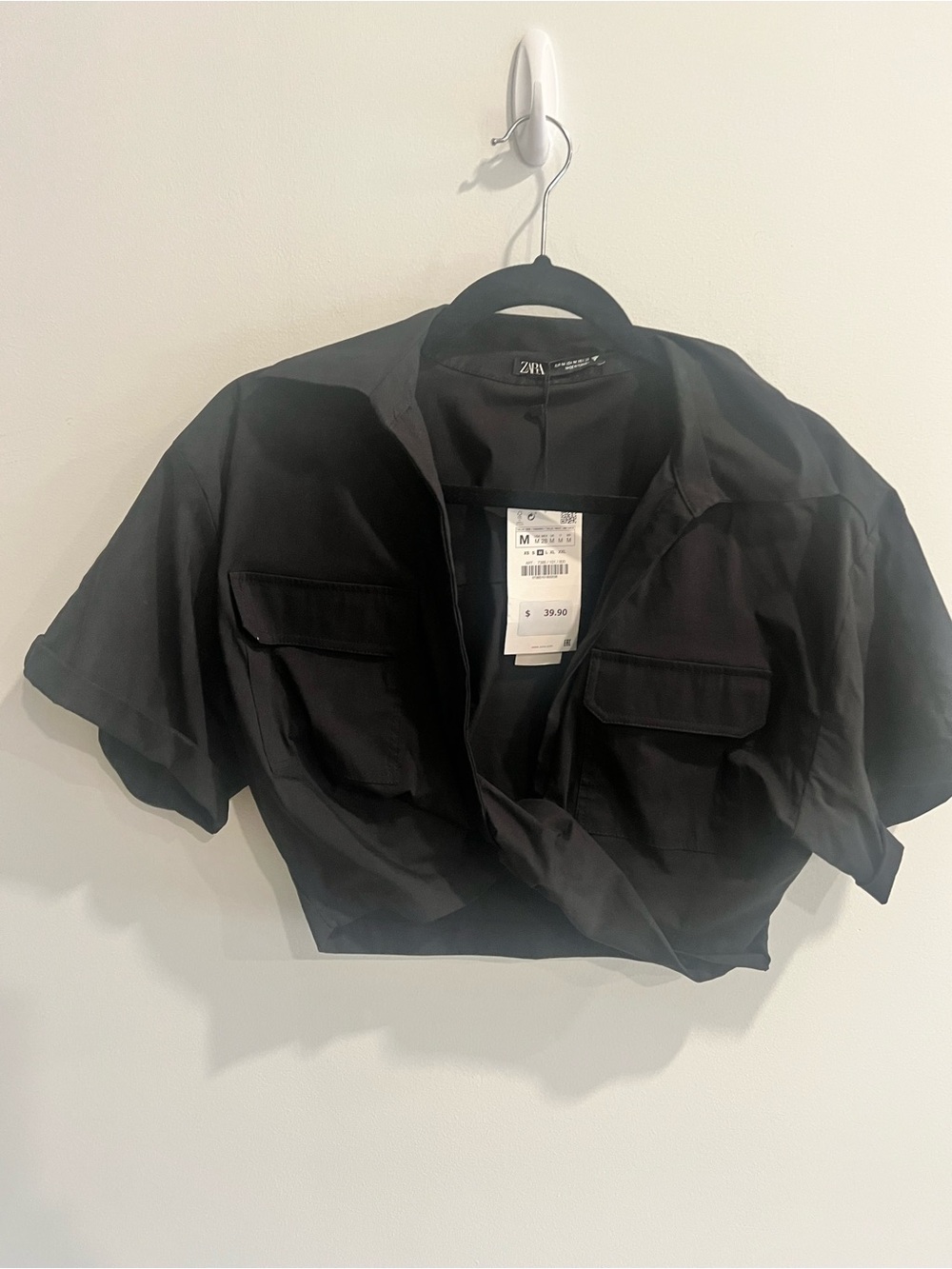 Zara Black Cropped Utility Shirt NWT